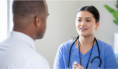 Nurse talking to a patient